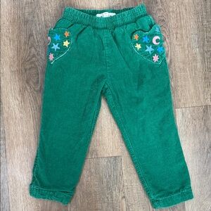Mini Biden,Green Kids Corduroy Pants with Star Embroidery